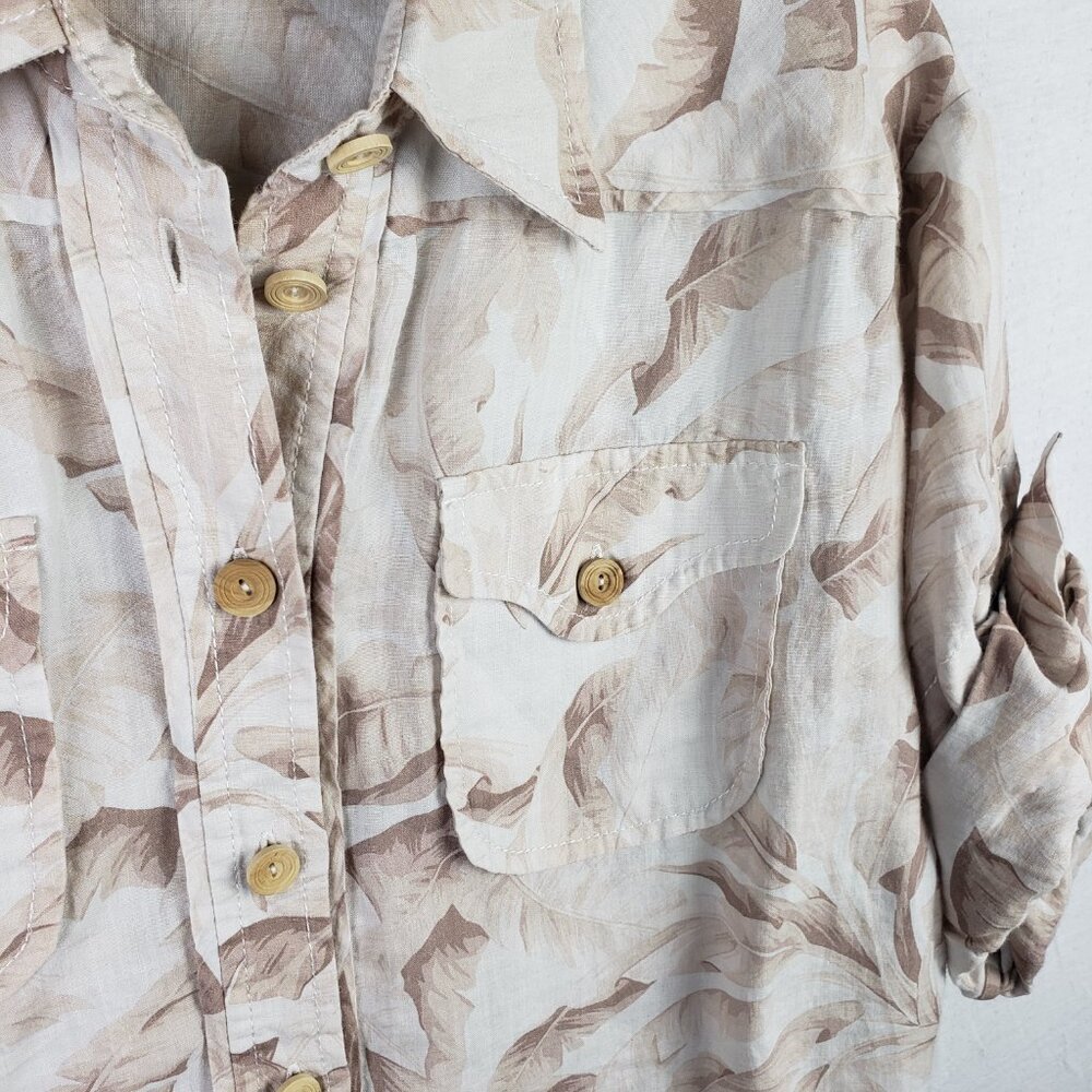 ZIMMERMANN Ramie Shirt Super Eight Leaf-Print size 1 US 6 Tropical Safari Boho - Picture 13 of 15
